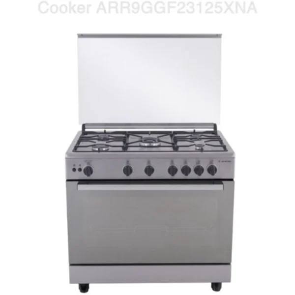 موقد غاز أريستون 90 سم، 5 شعلات، من الفولاذ المقاوم للصدأ