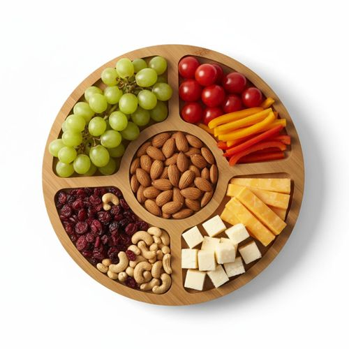 صينية تقديم دوارة - متعددة الأقسام لتقديم الوجبات والمقبلات - 1 قطعة