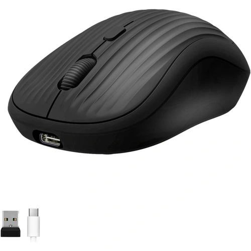 فأرة لاسلكية LED قابلة لإعادة الشحن، فأرة بصمت نحيفة GMAX 1700، فأرة مكتب محمولة مع مستقبل USB وType-C للابتوب، الكمبيوتر الشخصي، الحاسوب، سطح المكتب