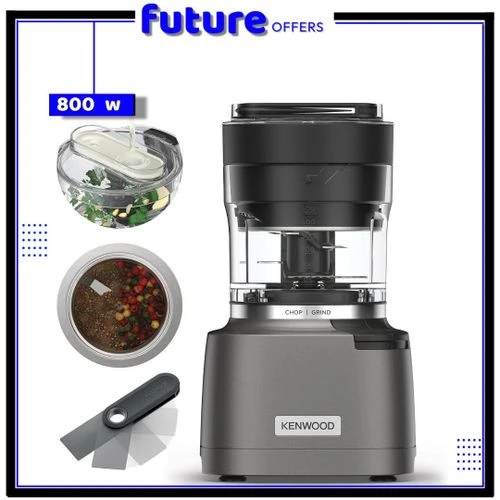 كينوود Duo Prep CHP80.000SI – كبة ومطحنة 2 في 1 – 1000واط – شفرات رباعية – فضي